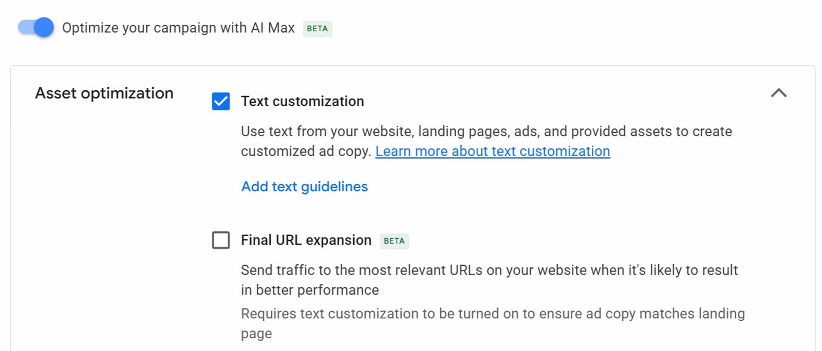 Giao diện phân tích hiệu quả tài sản quảng cáo tự động của Google Ads AI Max trên biểu đồ chiến dịch